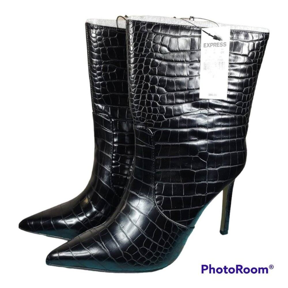 Express Faux Leather Croc Thin Heel Boots size 9